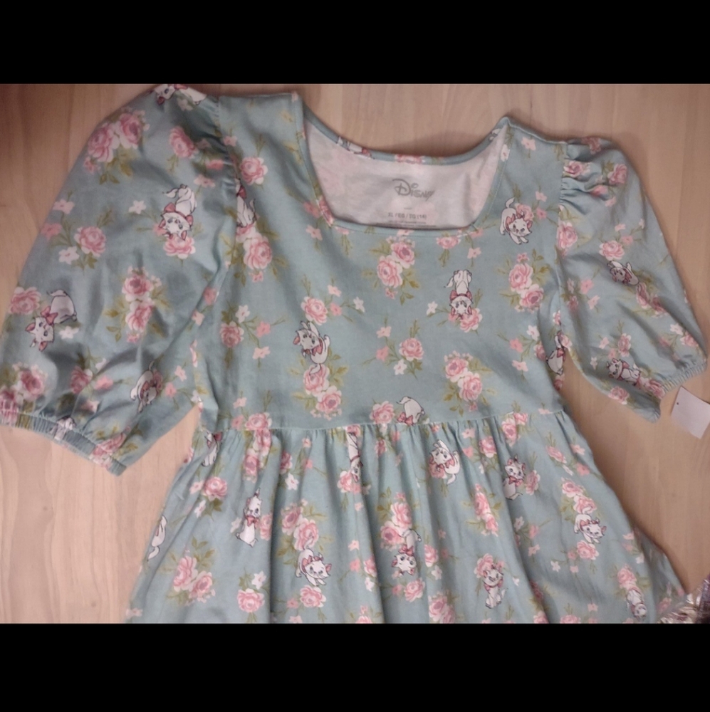 Disney Marie Aristocats Floral Print Dress Cottagecore Retro Art